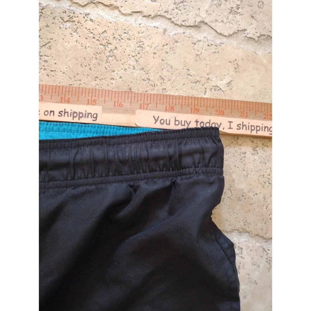 OP Ocean Pacific Swim Shorts Men Size L Black Surf Pockets Trunks Swimwear Beach